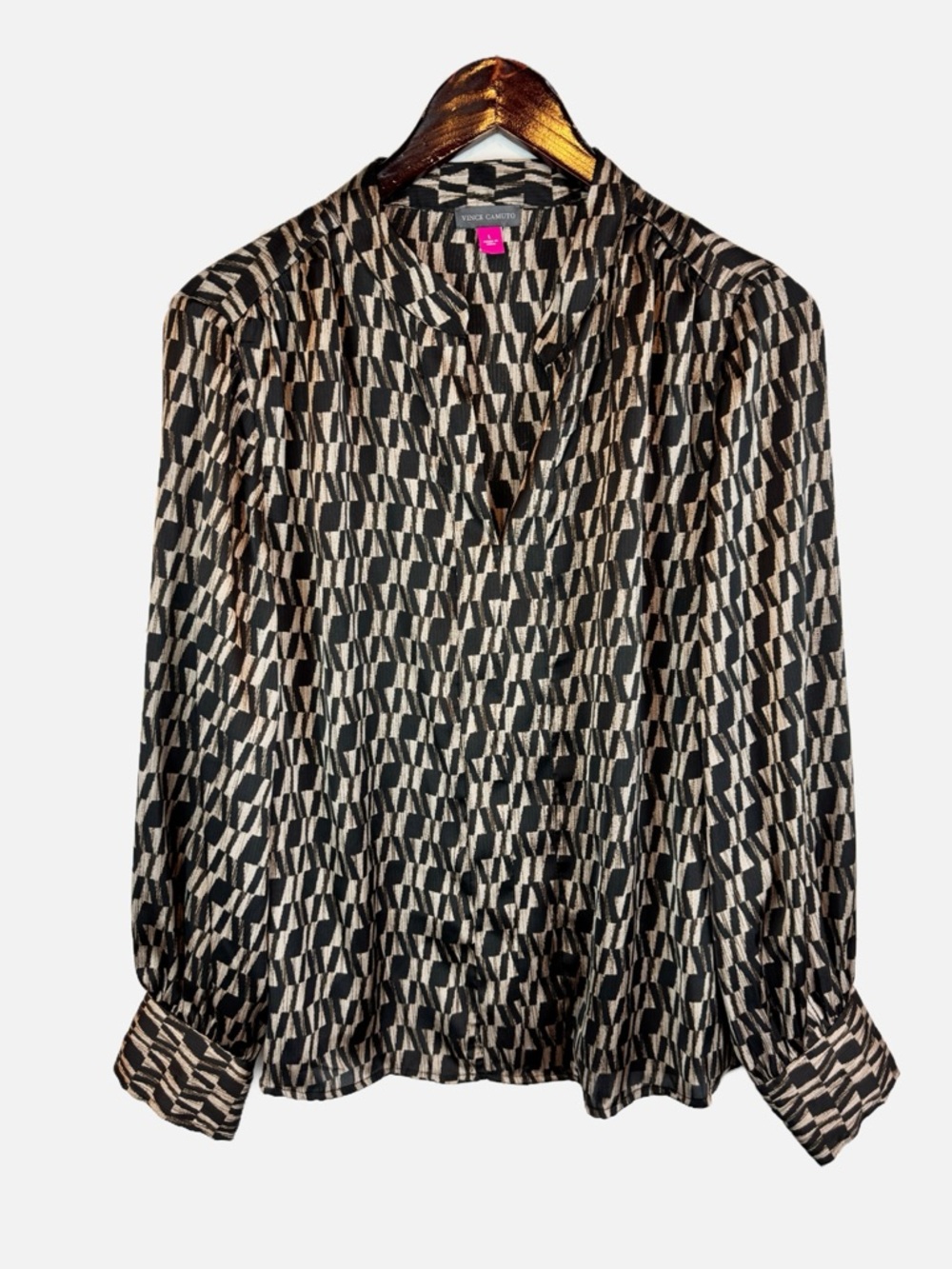Vince Camuto | Urban Jungle Popover Top in Chocolate, L NWT